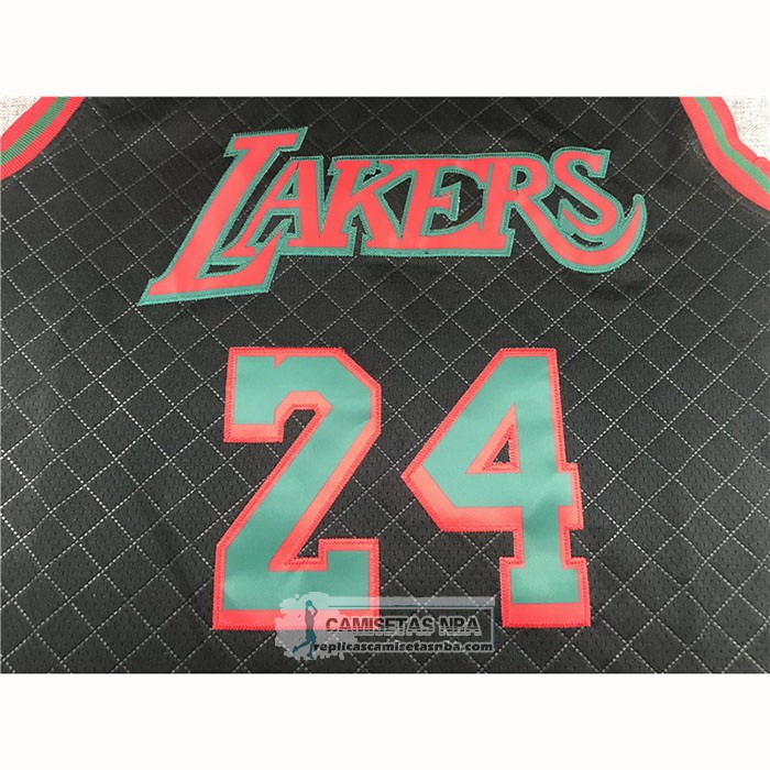 Camiseta Los Angeles Lakers Kobe Bryant NO 24 Mitchell & Ness 2007-08 Negro